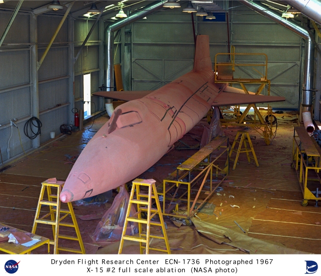 the X-15 being treated with the ablative coating